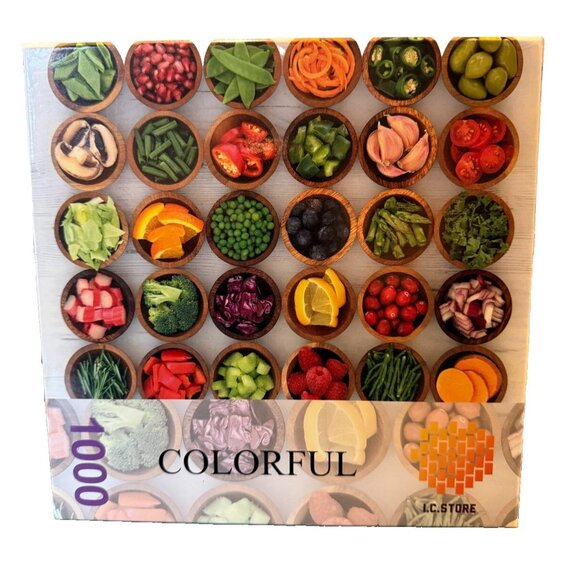 I.C. Store 1000 piece Jigsaw Puzzle Colorful chopped fruits veggies SEALED NEW - Picture 1 of 6